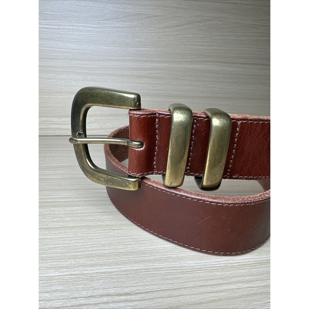 Fossil Womens Brown Leather Belt Gold Buckle Medium Leather Adjustable Solid - Picture 7 of 15